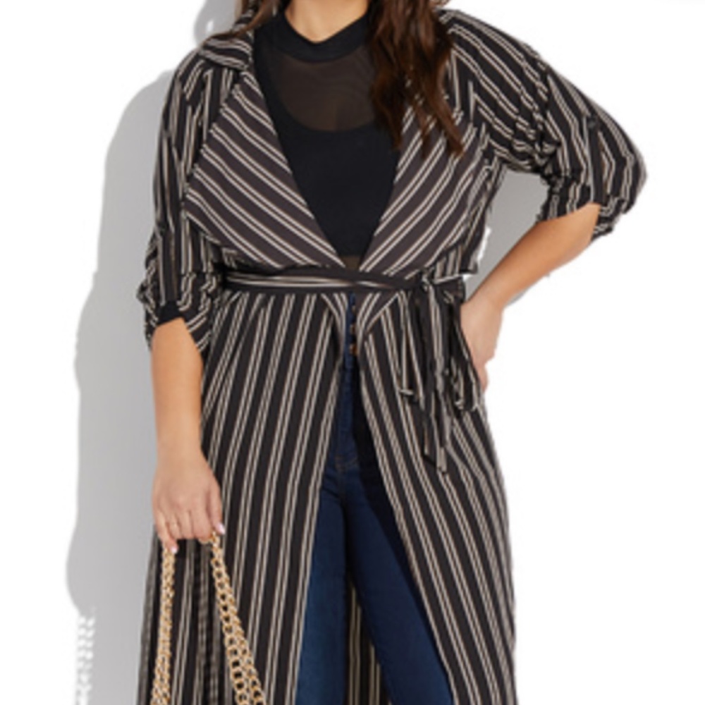 Plus Size STRIPED CARDIGAN - 2X